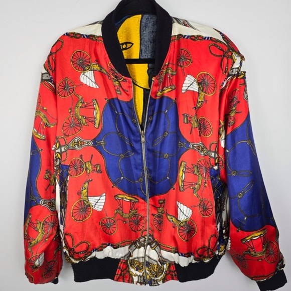 Vintage Reversible 80's 90’s Picasso/Baroque Wearable Art Boxy Bomber Jacket XL - Picture 6 of 8